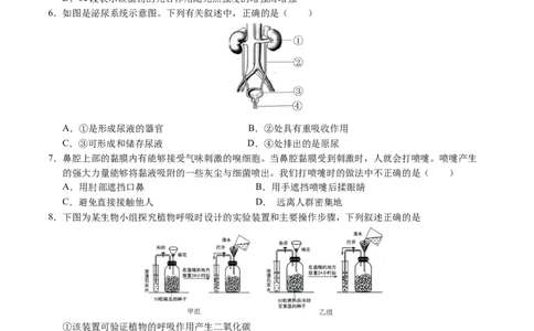 生物（徐州卷）（考试版A4）_初中全科电子版试卷练习试题_生物_2024中考模拟题生物(1)_三模（37套）_生物（徐州卷）