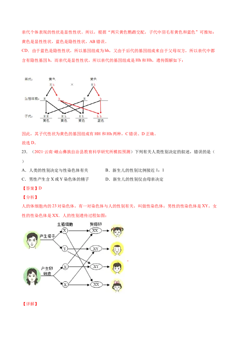 第07单元第02章生物的遗传与变异单元测试（B卷&middot;提升能力）（解析版）_初中全科电子版试卷练习试题_生物_生物8下练习_人教生物8年级下单元试卷38份
