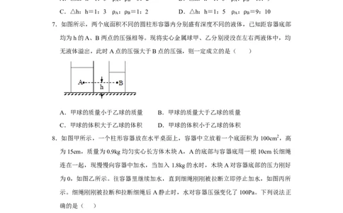 期末压轴题综合训练卷01（原卷版）_初中全科电子版试卷练习试题_物理_8年级下册物理试题_人教版物理八年级下期末试卷（013份）
