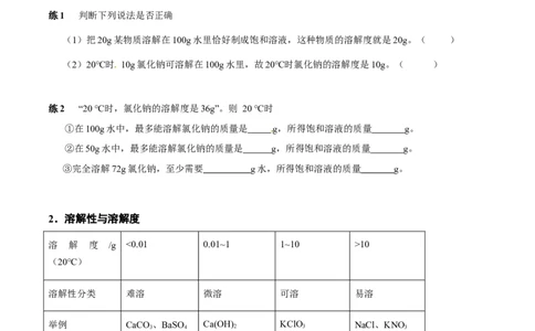 第2讲溶液和溶解度（原卷版）_初中全科电子版试卷练习试题_化学_9年级上下册化学试题_9年级下试题_人教化学九年级下专项练习（013份）