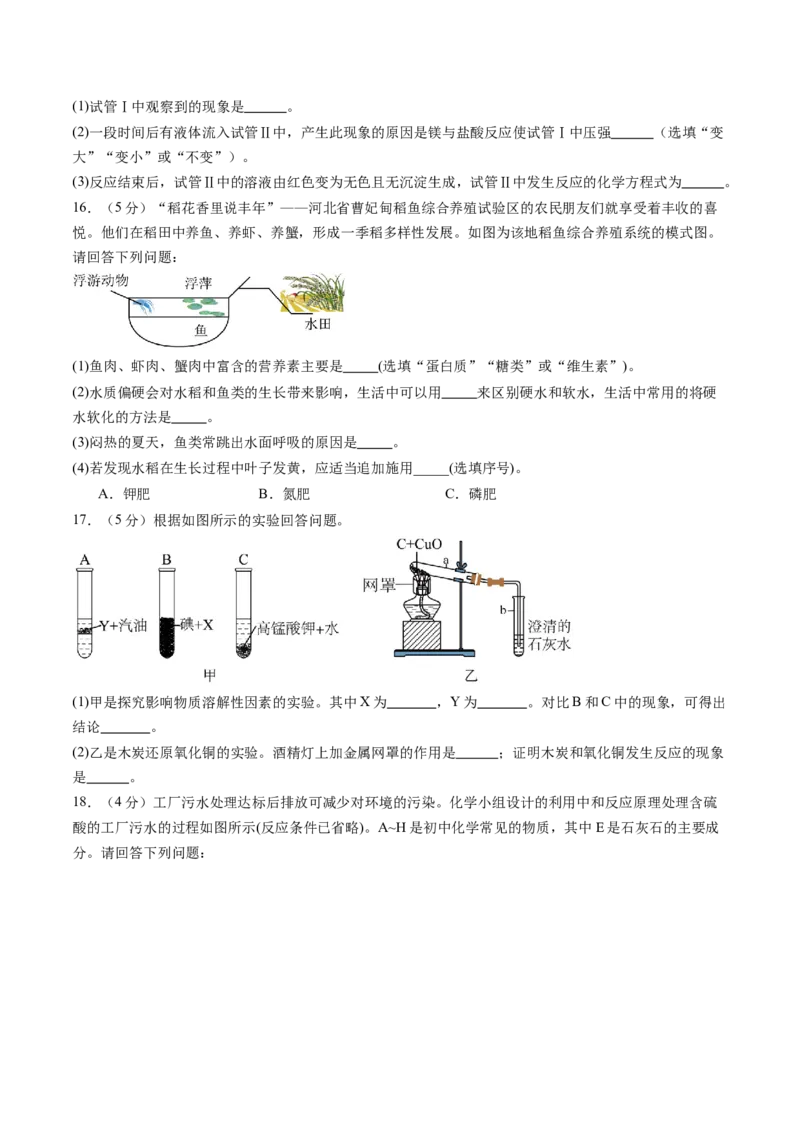 化学（河北卷）（考试版A4）_初中全科电子版试卷练习试题_化学_2024中考模拟题化学(1)_三模（36套）_化学（河北卷）