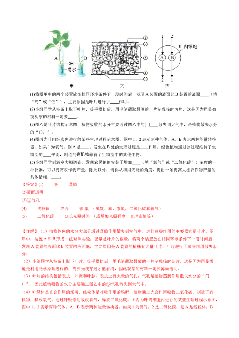 生物（四川成都卷）（全解全析）_初中全科电子版试卷练习试题_生物_2024中考模拟题生物(1)_三模（37套）_生物（四川成都卷）