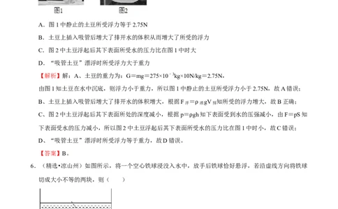 第10章浮力（B卷&middot;提升能力）（解析版）_初中全科电子版试卷练习试题_物理_8年级下册物理试题_人教版物理八年级下单元试卷（042份）_单元试卷第3套