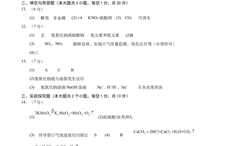 化学（新疆卷）（参考答案及评分标准）_初中全科电子版试卷练习试题_化学_2024中考模拟题化学(1)_二模_化学（新疆卷）-：2024年中考第二次模拟考试