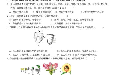 生物（吉林长春卷）（考试版A4）_初中全科电子版试卷练习试题_生物_2024中考模拟题生物(1)_一模_生物（吉林长春卷）-2024年中考第一次模拟考试