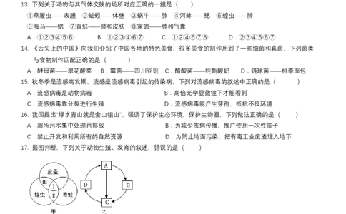 生物（吉林长春卷）（考试版A4）_初中全科电子版试卷练习试题_生物_2024中考模拟题生物(1)_一模_生物（吉林长春卷）-2024年中考第一次模拟考试