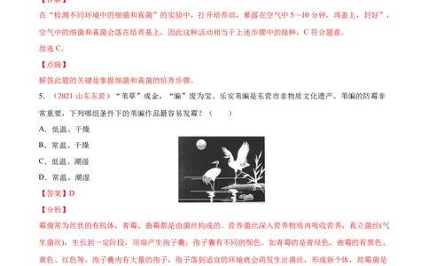 第05单元第04章细菌和真菌、05章病毒单元测试（B卷&middot;提升能力）（解析版）_初中全科电子版试卷练习试题_生物_生物8上练习_人教生物8年级上单元试卷48份