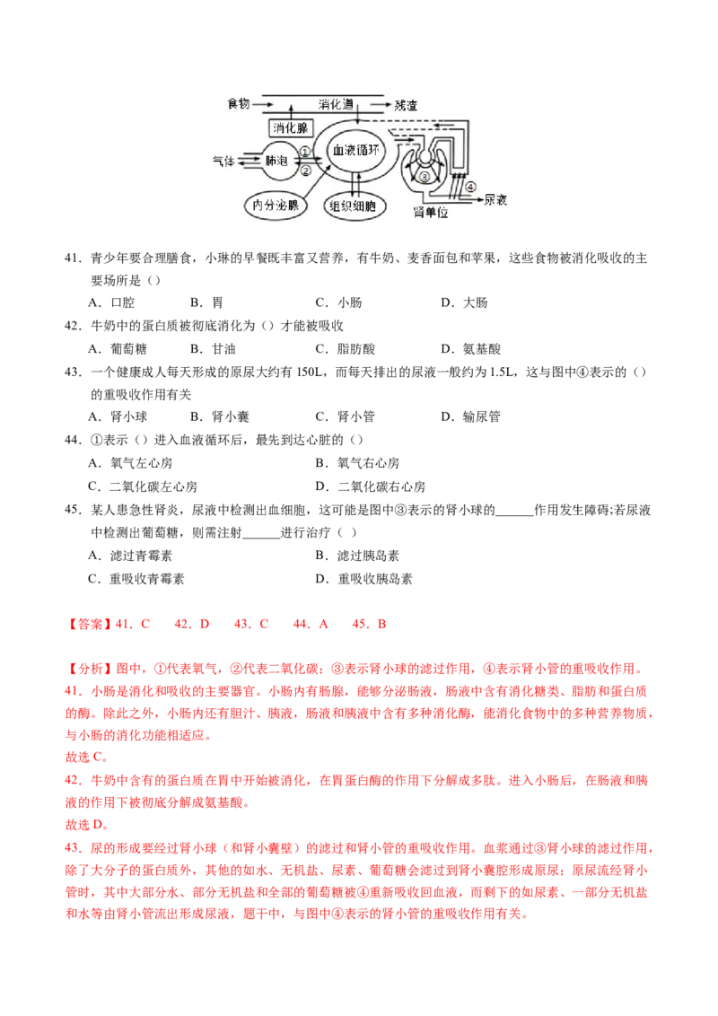 生物（苏州卷）（全解全析）_初中全科电子版试卷练习试题_生物_2024中考模拟题生物(1)_二模_生物（苏州卷）-：2024年中考第二次模拟考试