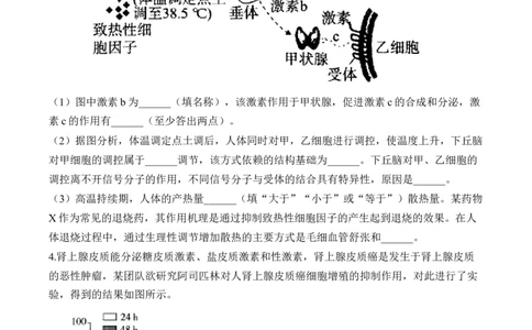 专题9人体生命活动的调节（非选择题）&mdash;&mdash;2025届高考生物学模块分练新高考版（含解析）_2025年新高考资料_二轮复习