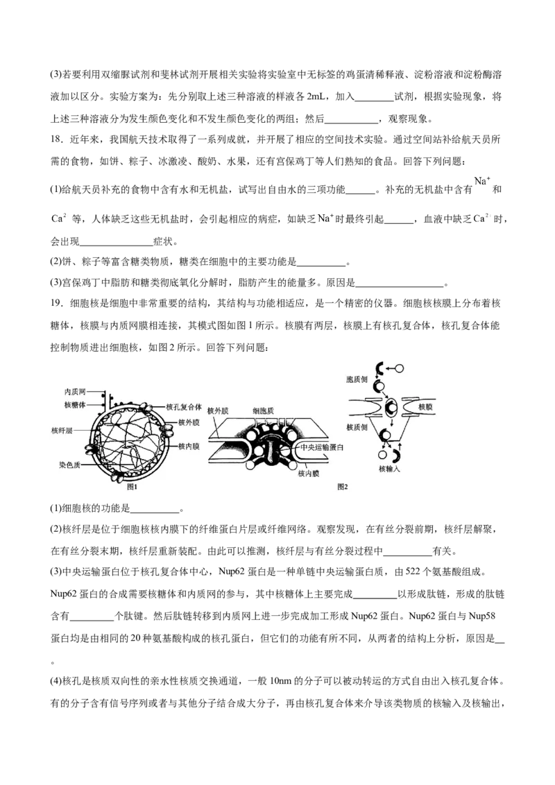 专题一细胞的分子组成、结构与功能（原卷版）_2025年新高考资料_二轮复习_举一反三2025年高考生物二轮重点专题讲义（新高考通用）3442769