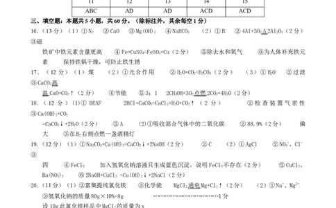 化学（济南卷）（参考答案及评分标准）_初中全科电子版试卷练习试题_化学_2024中考模拟题化学(1)_一模_化学（济南卷）-2024年中考第一次模拟考试