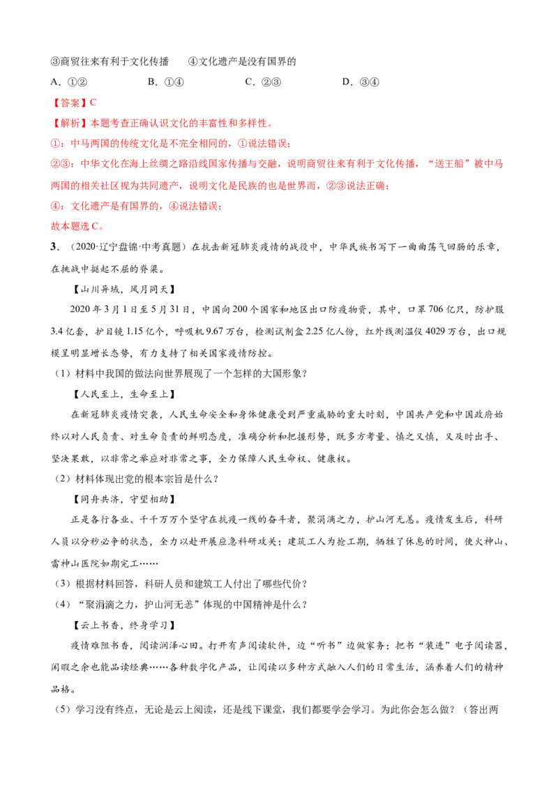 必考点06与世界深度互动（解析版）_初中全科电子版试卷练习试题_政治_道法人教部编9下试卷_部编道法9年级下专项练习14份