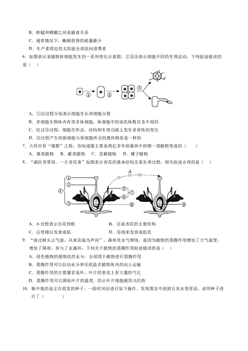 生物（泰州卷）（考试版A4）_初中全科电子版试卷练习试题_生物_2024中考模拟题生物(1)_一模_生物（泰州卷）-2024年中考第一次模拟考试