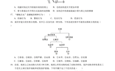 生物（泰州卷）（考试版A4）_初中全科电子版试卷练习试题_生物_2024中考模拟题生物(1)_一模_生物（泰州卷）-2024年中考第一次模拟考试