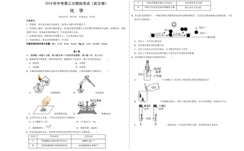 化学（武汉卷）（考试版A3）_初中全科电子版试卷练习试题_化学_2024中考模拟题化学(1)_三模（36套）_化学（武汉卷）