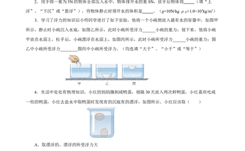 10.3物体的浮沉条件及应用（分层作业）-八年级物理下册同步备课系列（人教版）原卷版_初物_2024人教版初中物理八九年级上下册课件教案PPT试题电子版资料_八年级下册试卷_专项练习
