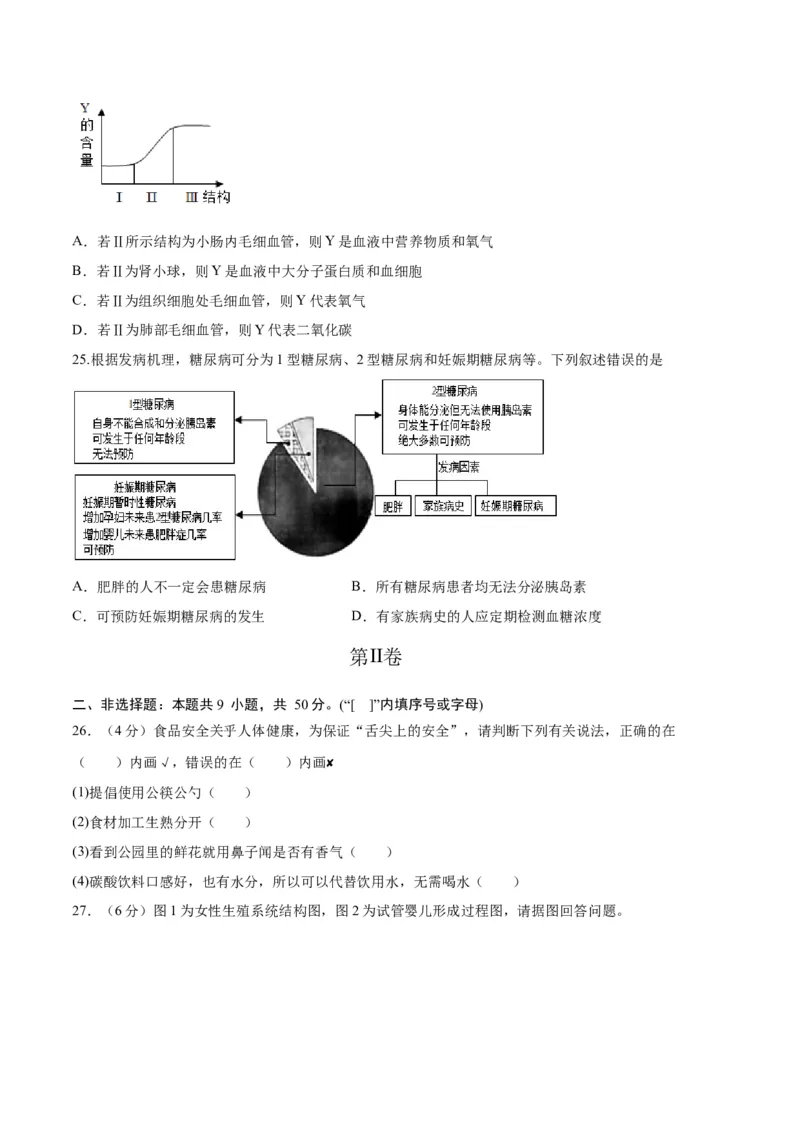 生物01卷（人教版七年级下册全部）-（考试版）A4（范围：七下全册）_new_初中全科电子版试卷练习试题_生物_生物人教版7下练习_人教生物7年级下期末试卷11份