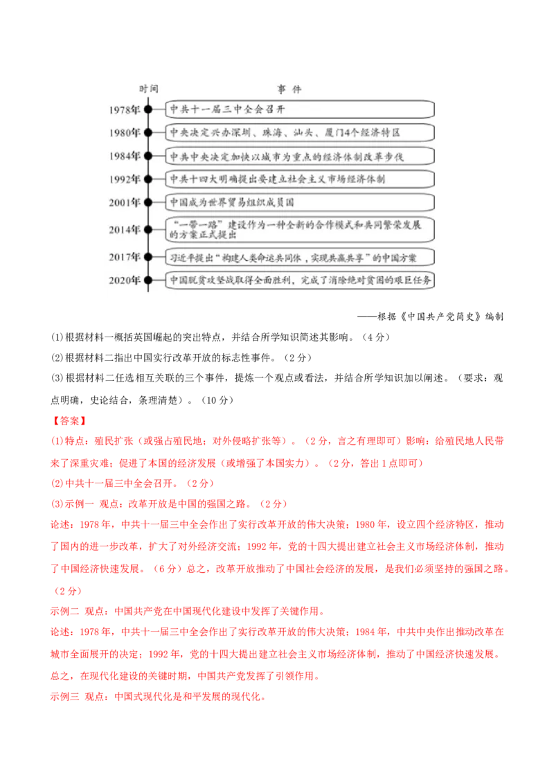 历史（吉林长春卷）（全解全析）_初中全科电子版试卷练习试题_历史_2024中考模拟题历史(1)_二模_历史（吉林长春卷）-+：2024年中考第二次模拟考试