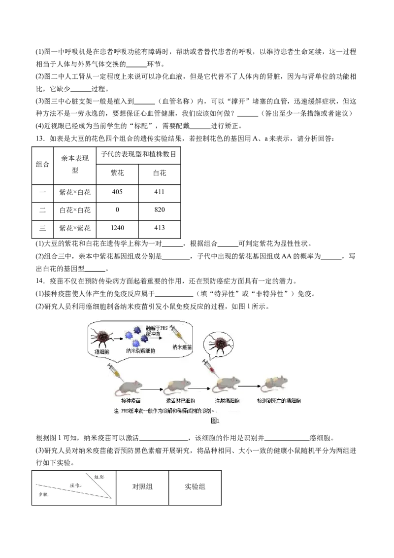 生物（徐州卷）（考试版A4）_初中全科电子版试卷练习试题_生物_2024中考模拟题生物(1)_一模_生物（徐州卷）-2024年中考第一次模拟考试