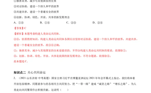 必考点04谋求互利共赢（解析版）_初中全科电子版试卷练习试题_政治_道法人教部编9下试卷_部编道法9年级下专项练习14份