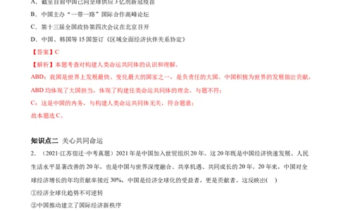 必考点04谋求互利共赢（解析版）_初中全科电子版试卷练习试题_政治_道法人教部编9下试卷_部编道法9年级下专项练习14份