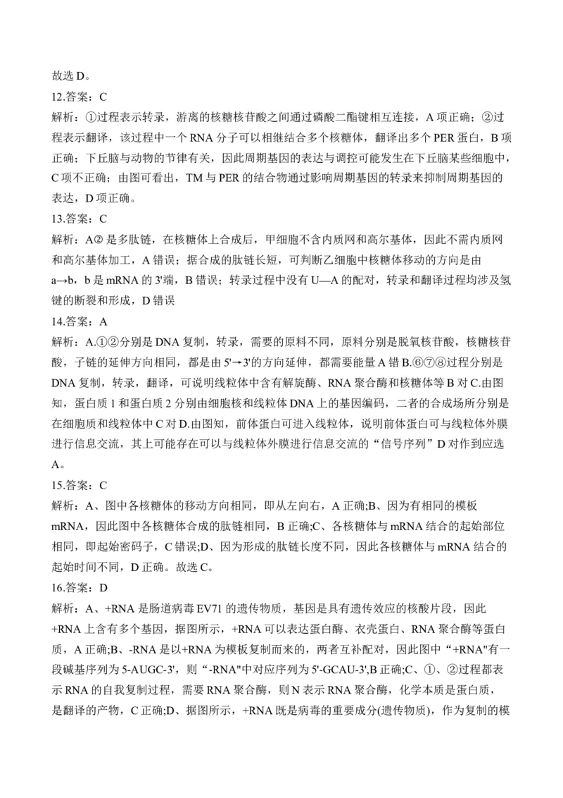 专题七遗传的分子基础（有解析）&mdash;&mdash;2025届高考生物考点剖析_2025年新高考资料_一轮复习_2025届高考生物一轮复习考点剖析练习（有解析）