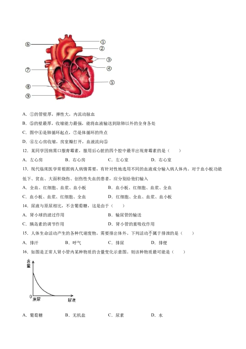 期末押题01-（人教版）（原卷版）_初中全科电子版试卷练习试题_生物_生物人教版7下练习_人教生物7年级下期末试卷11份