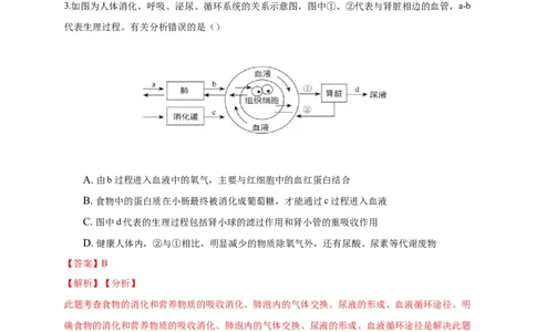 特训02选择题（20题）-（尖子生专用）（解析版）_初中全科电子版试卷练习试题_生物_生物人教版7下练习_人教生物7年级下专项练习16份