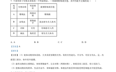八年级上学期期中生物试题05（解析版）_初中全科电子版试卷练习试题_生物_生物8上练习_人教生物8年级上期中试卷08份