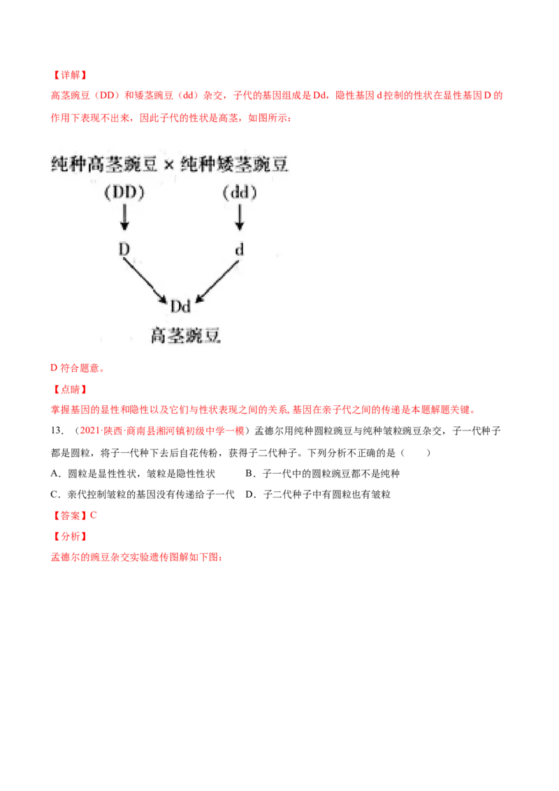 第07单元第02章生物的遗传与变异单元测试（A卷&middot;夯实基础）（解析版）_初中全科电子版试卷练习试题_生物_生物8下练习_人教生物8年级下单元试卷38份
