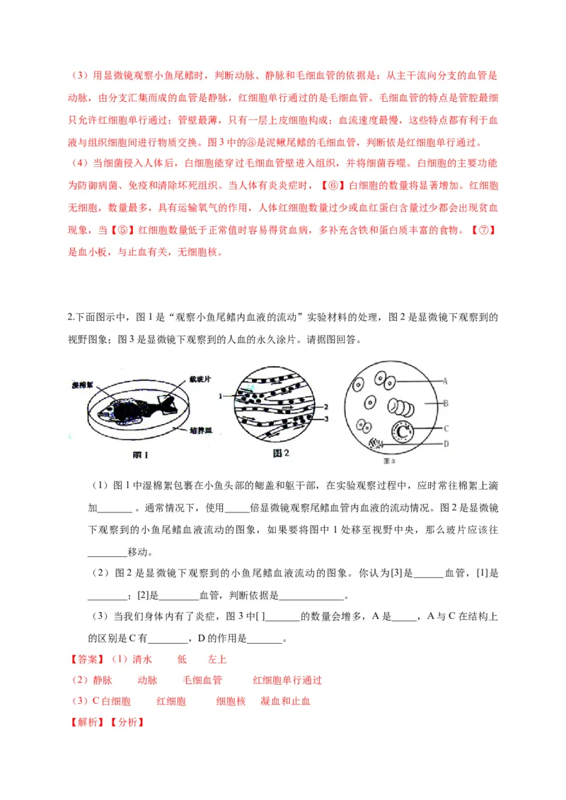 特训08实验探究题（20题）-（尖子生专用）（解析版）_初中全科电子版试卷练习试题_生物_生物人教版7下练习_人教生物7年级下专项练习16份