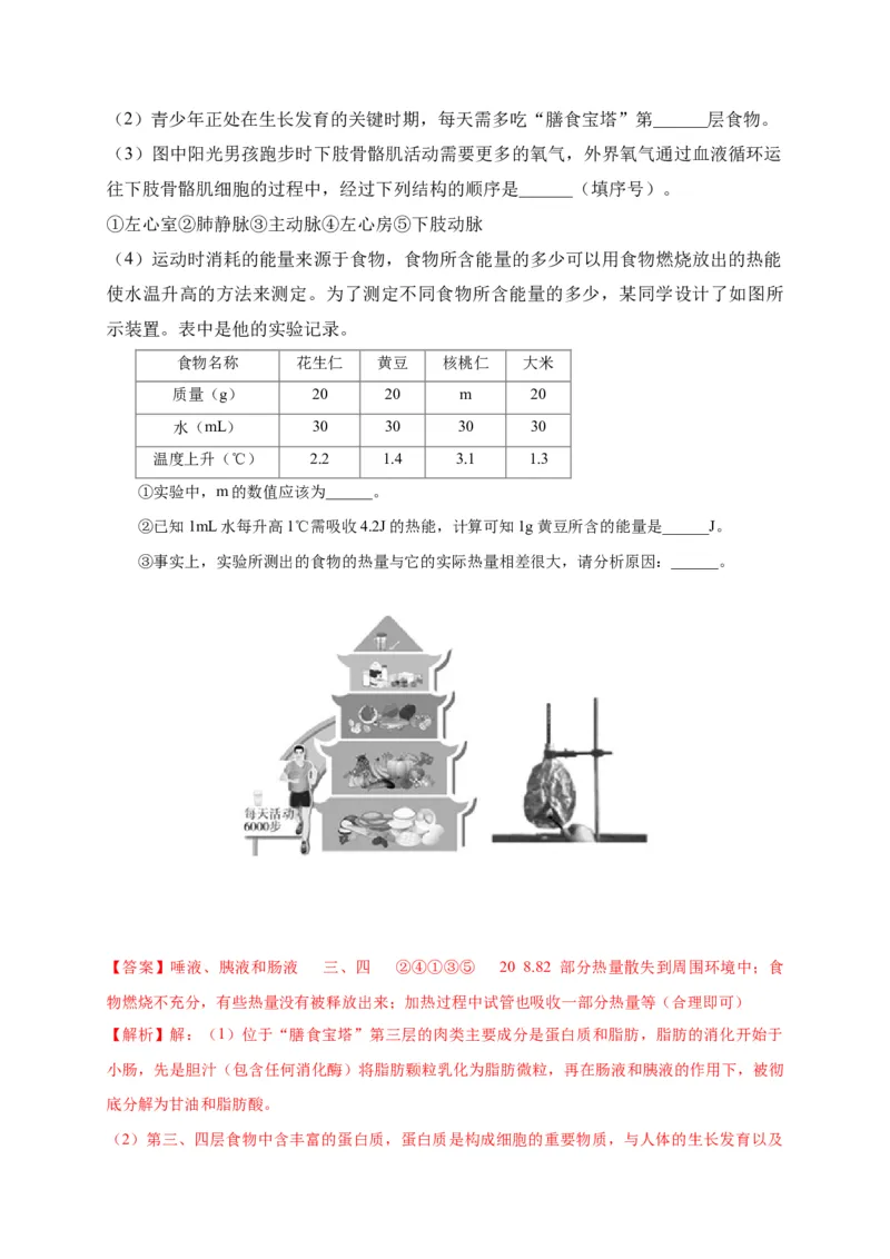 特训08实验探究题（20题）-（尖子生专用）（解析版）_初中全科电子版试卷练习试题_生物_生物人教版7下练习_人教生物7年级下专项练习16份