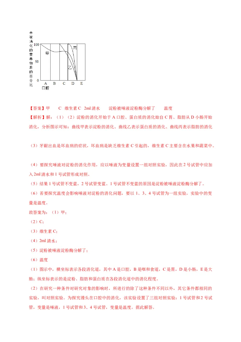 特训08实验探究题（20题）-（尖子生专用）（解析版）_初中全科电子版试卷练习试题_生物_生物人教版7下练习_人教生物7年级下专项练习16份