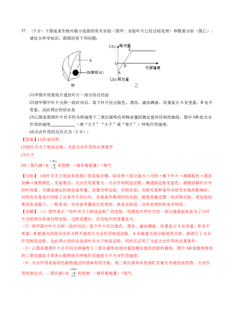 生物（新疆卷）（全解全析）_初中全科电子版试卷练习试题_生物_2024中考模拟题生物(1)_一模_生物（新疆卷）-2024年中考第一次模拟考试