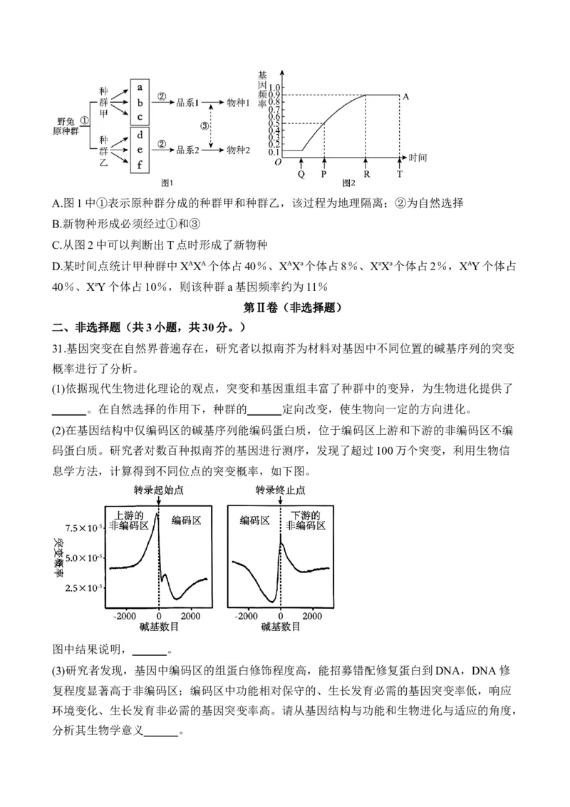 专题十生物的变异和进化（有解析）&mdash;&mdash;2025届高考生物考点剖析_2025年新高考资料_一轮复习_2025届高考生物一轮复习考点剖析练习（有解析）