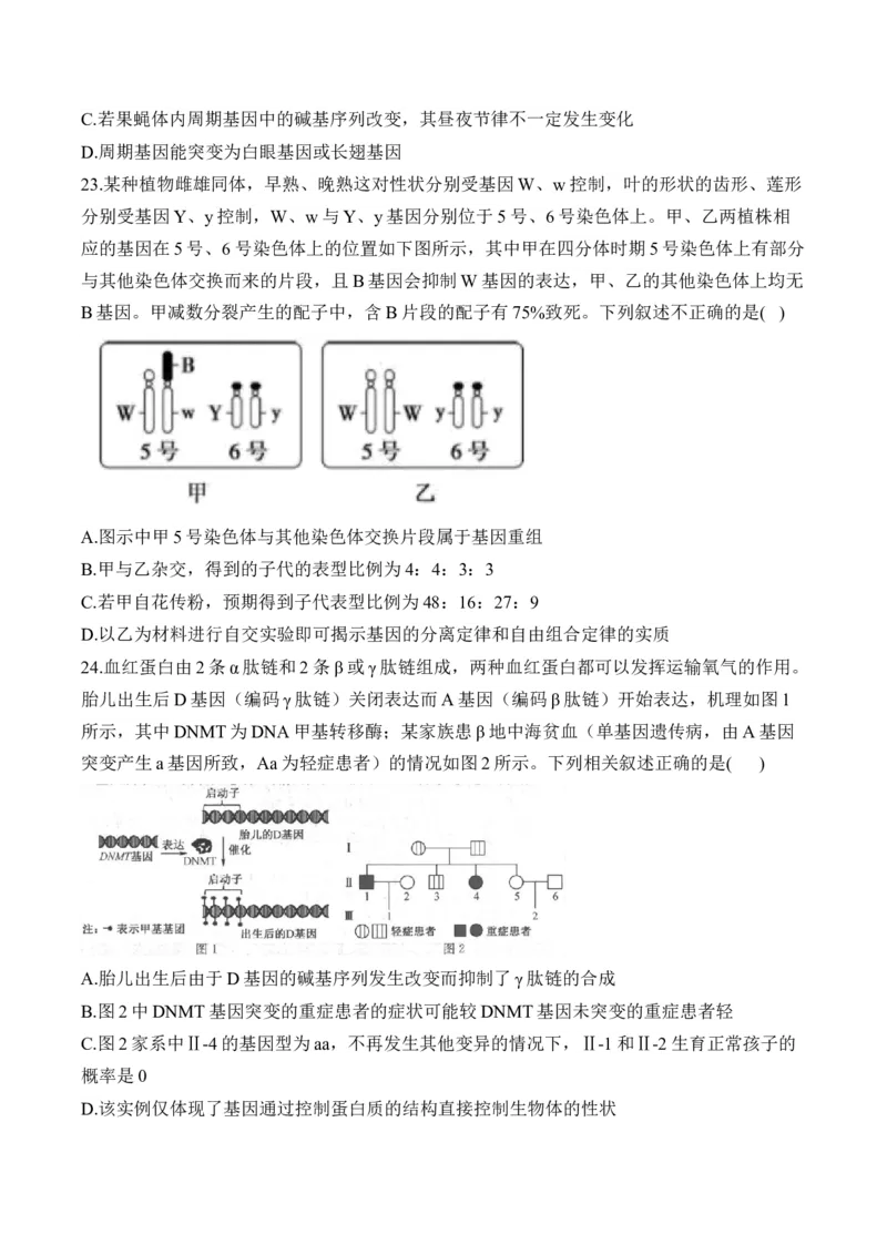 专题十生物的变异和进化（有解析）&mdash;&mdash;2025届高考生物考点剖析_2025年新高考资料_一轮复习_2025届高考生物一轮复习考点剖析练习（有解析）