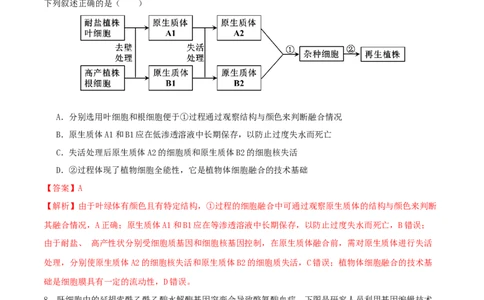专题八生物技术与工程（解析版）_2025年新高考资料_二轮复习_01高考语文等多个文件_上好课2025年高考生物二轮复习讲练测（新高考通用）