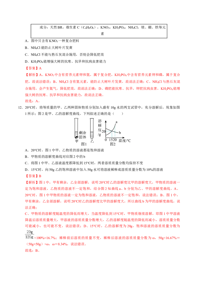 化学（河南卷）（全解全析）_初中全科电子版试卷练习试题_化学_2024中考模拟题化学(1)_一模_化学（河南卷）-2024年中考第一次模拟考试