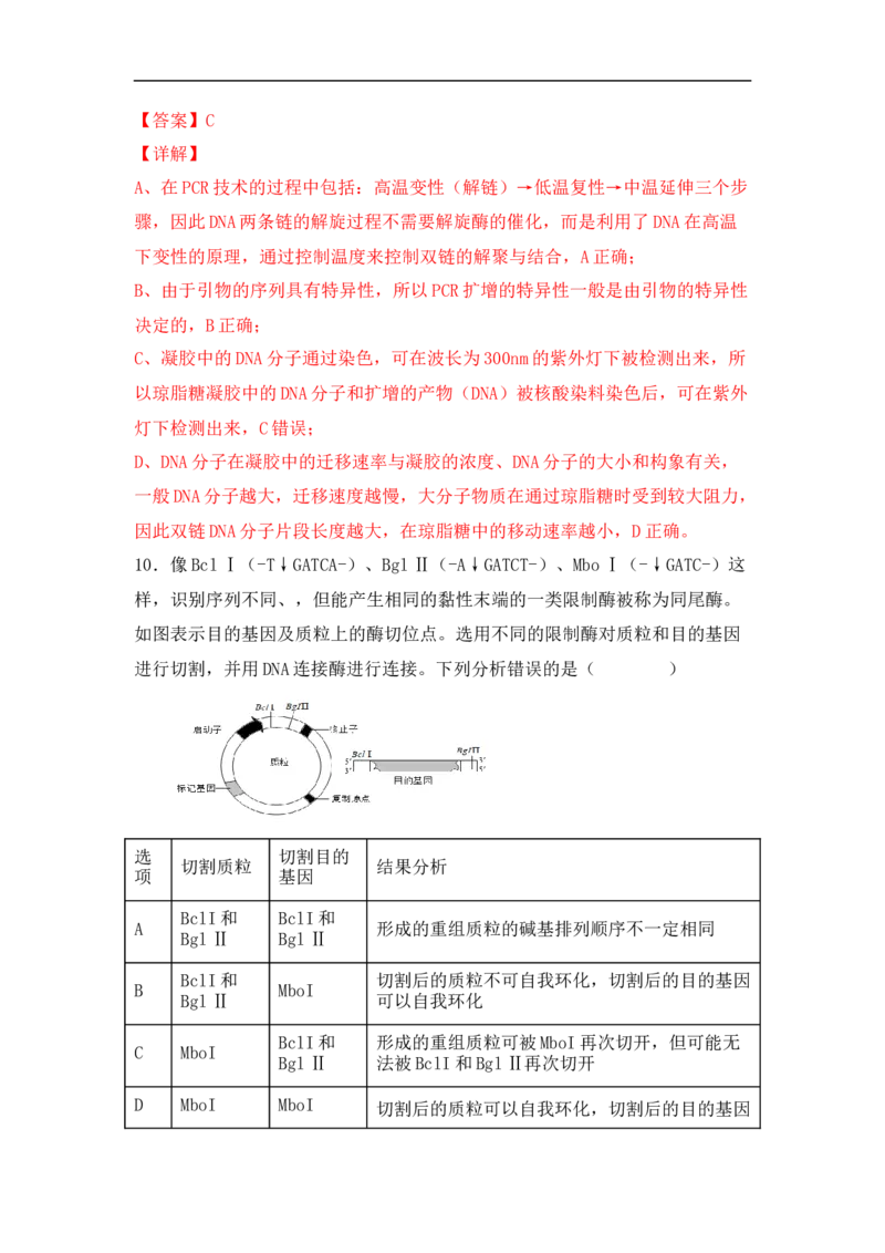 专题十生物工程(解析版）_新高考复习资料_2023年新高考复习资料_二轮复习_过二轮备战2023年高考生物二轮专题剖析与综合训练（新教材）