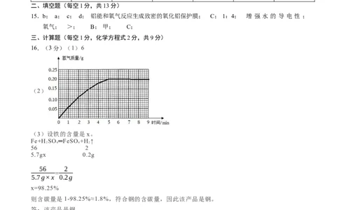 化学（成都卷）（参考答案及评分标准）_初中全科电子版试卷练习试题_化学_2024中考模拟题化学(1)_二模_化学（成都卷）-：2024年中考第二次模拟考试