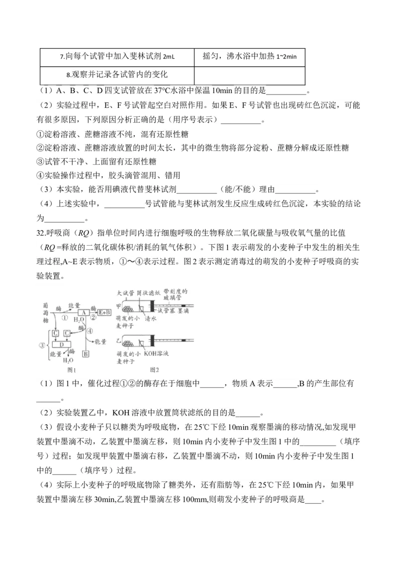 专题四细胞的能量供应和利用&mdash;&mdash;2025届高考生物考点剖析（含解析）_2025年新高考资料_一轮复习_2025届高考生物一轮复习考点剖析练习（有解析）