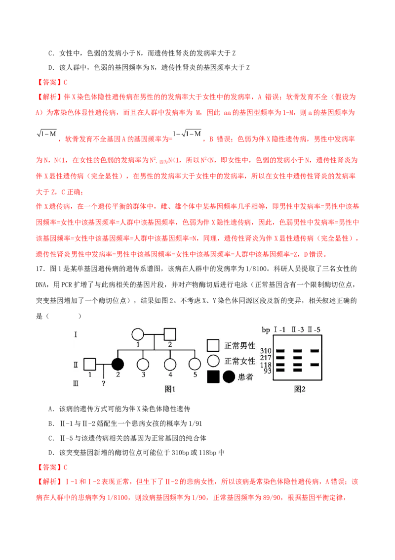 专题四遗传的基本规律和人类遗传病（解析版）_2025年新高考资料_二轮复习_上好课2025年高考生物二轮复习讲练测（新高考通用）3380526