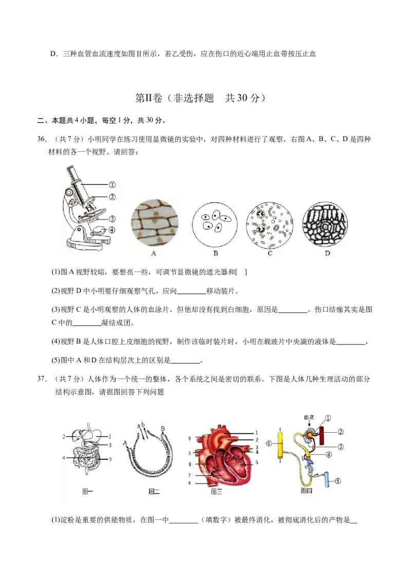 生物（海南卷）（考试版A4）_初中全科电子版试卷练习试题_生物_2024中考模拟题生物(1)_二模_生物（海南卷）-：2024年中考第二次模拟考试