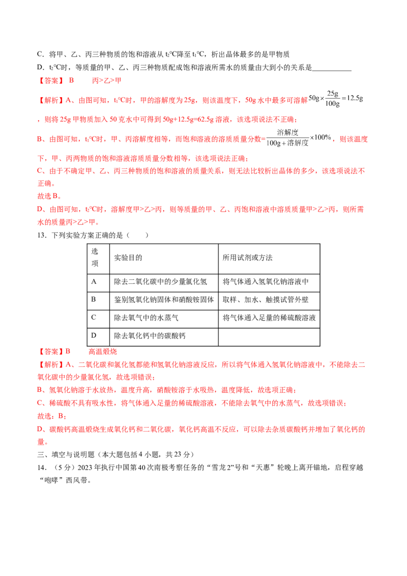 化学（江西卷）（全解全析）_初中全科电子版试卷练习试题_化学_2024中考模拟题化学(1)_二模_化学（江西卷）-：2024年中考第二次模拟考试