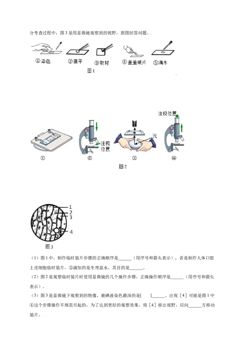 第2单元（第1章）细胞是生命活动的基本单位（提分小卷）（人教版）（原卷版）_初中全科电子版试卷练习试题_生物_生物人教版7上练习&mdash;24新版已更新