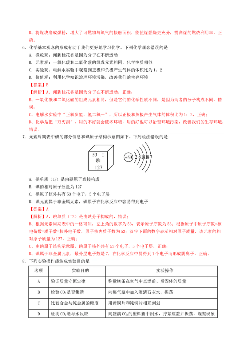 化学（济南卷）（全解全析）_初中全科电子版试卷练习试题_化学_2024中考模拟题化学(1)_一模_化学（济南卷）-2024年中考第一次模拟考试