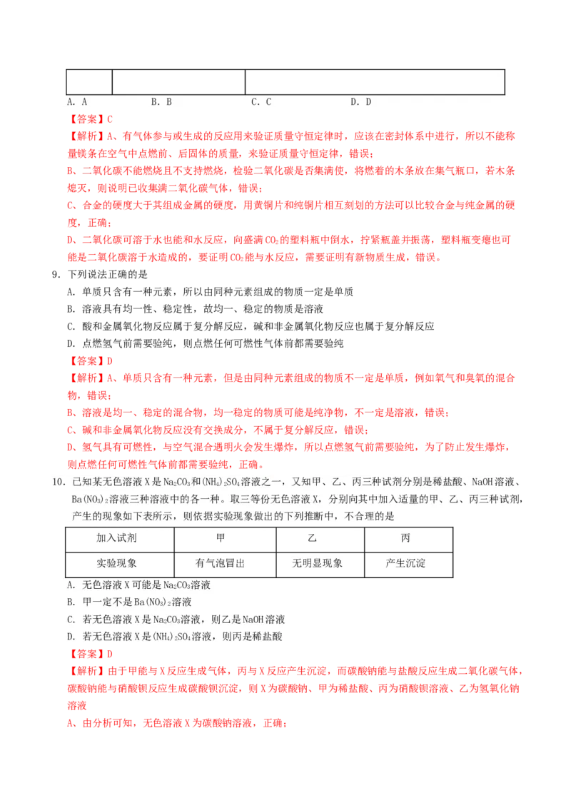 化学（济南卷）（全解全析）_初中全科电子版试卷练习试题_化学_2024中考模拟题化学(1)_一模_化学（济南卷）-2024年中考第一次模拟考试