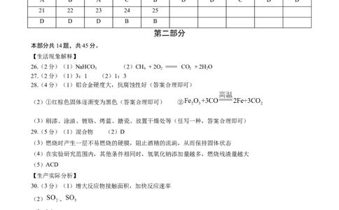 化学（北京卷）（参考答案及评分标准）_初中全科电子版试卷练习试题_化学_2024中考模拟题化学(1)_二模_化学（北京卷）-：2024年中考第二次模拟考试