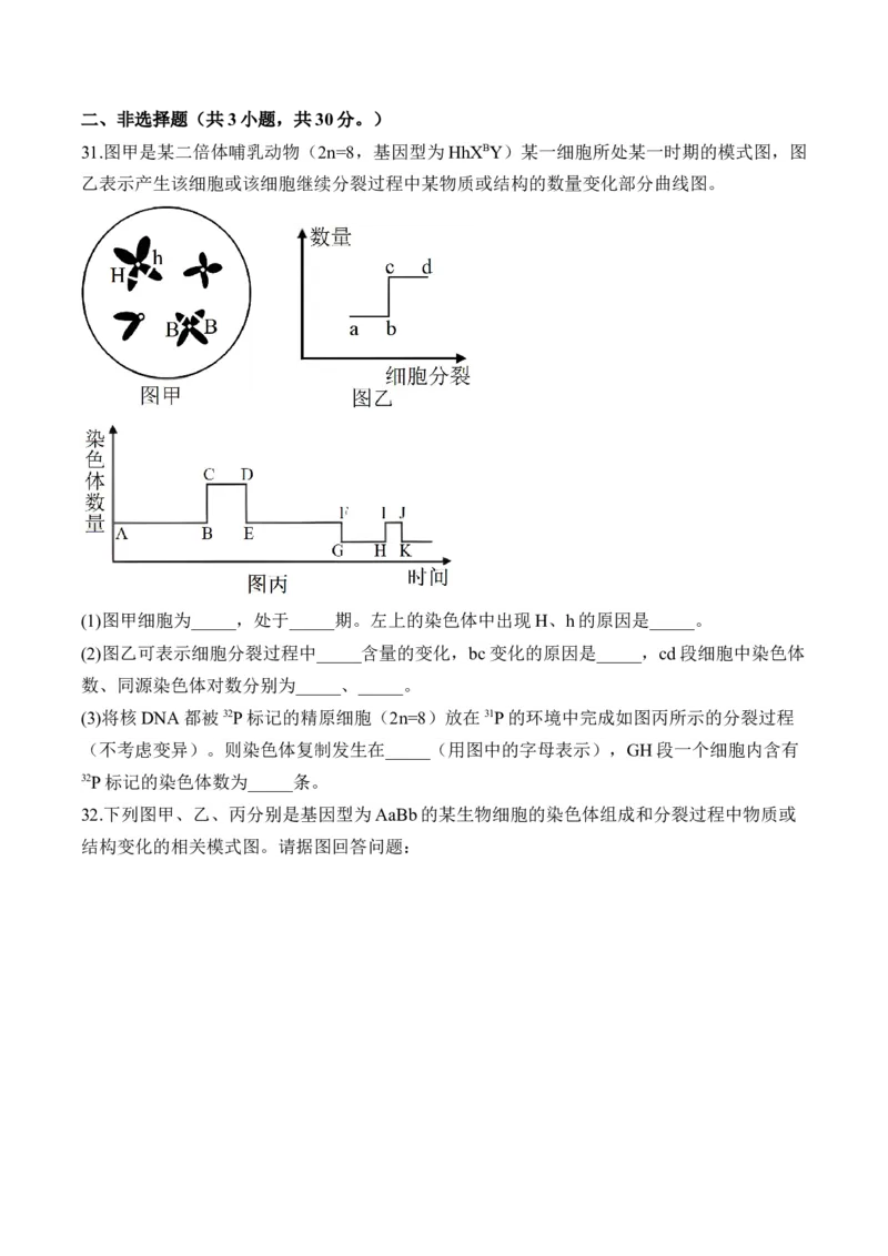 专题六遗传的细胞基础（有解析）&mdash;&mdash;2025届高考生物考点剖析_2025年新高考资料_一轮复习_2025届高考生物一轮复习考点剖析练习（有解析）
