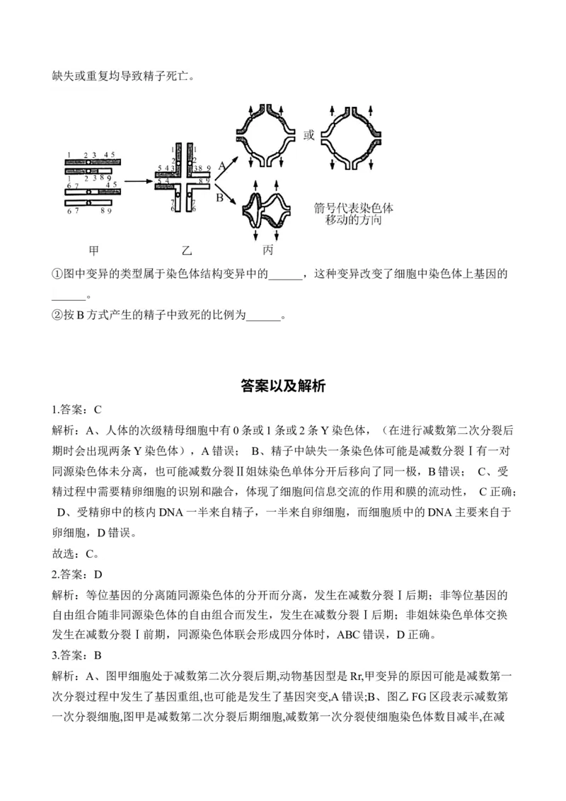 专题六遗传的细胞基础（有解析）&mdash;&mdash;2025届高考生物考点剖析_2025年新高考资料_一轮复习_2025届高考生物一轮复习考点剖析练习（有解析）